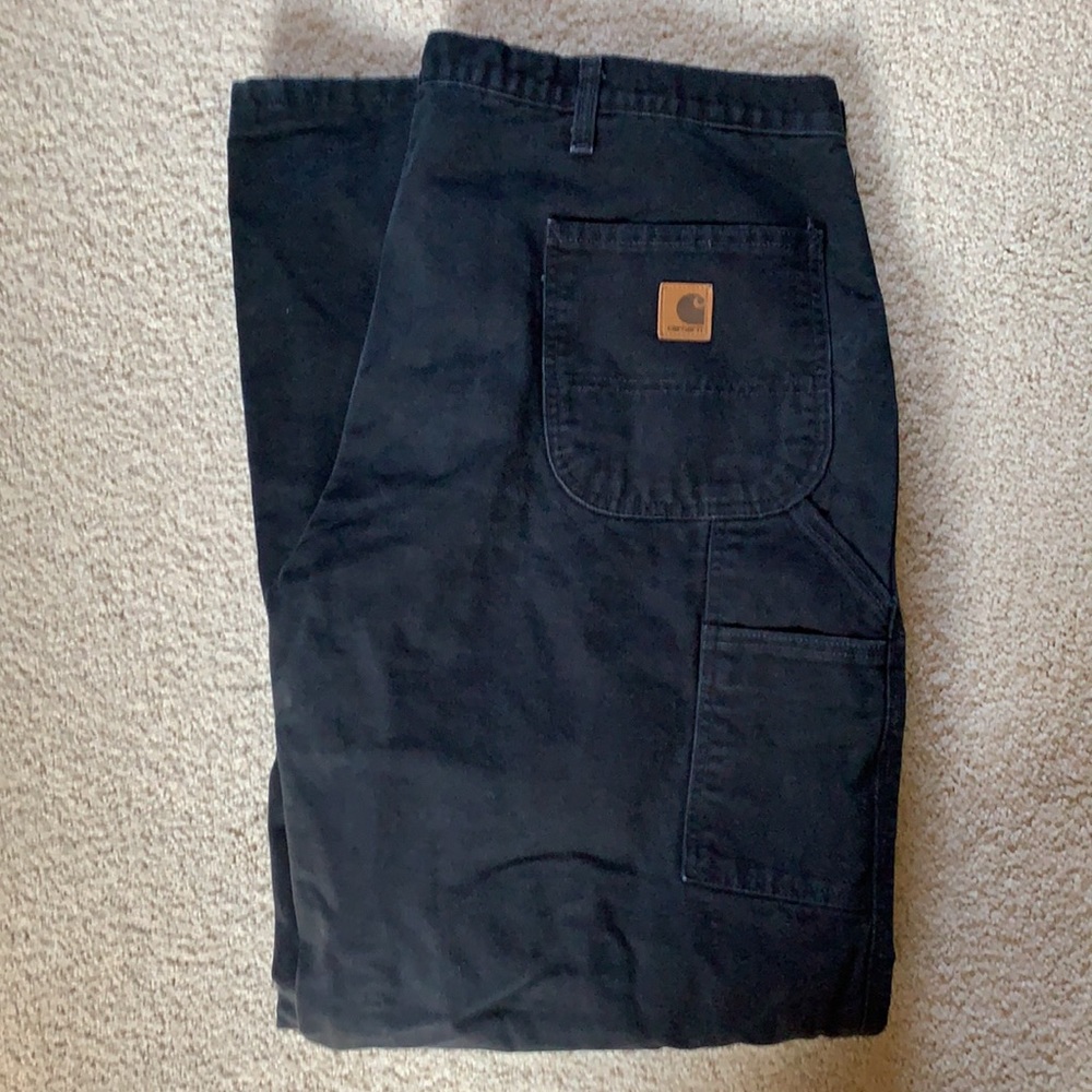 Carhartt black fleeced-lined carpenter jeans